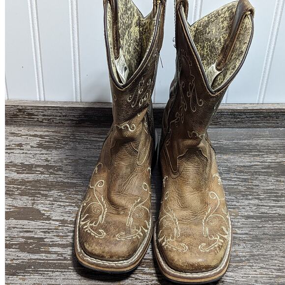 Smokey Mountain Girl's Brown Marilyn Western Square Toe 3845C Youth Size 1R - Picture 2 of 6